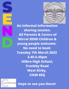 Flyer advertising a SEND Parent Carer event 7 March 2023